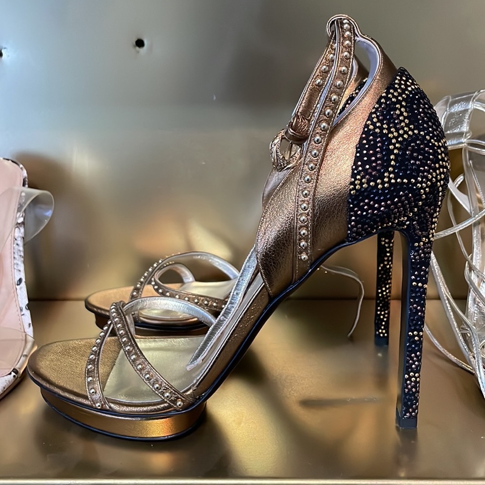 Roberto cavalli leopard Swarovski heels